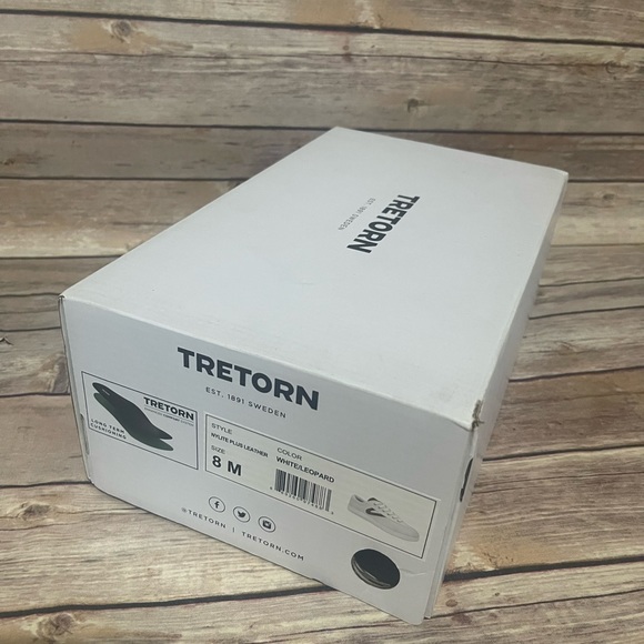 Tretorn Nylite Plus Leather White Leopard Sneakers Sz 8 - Picture 4 of 5